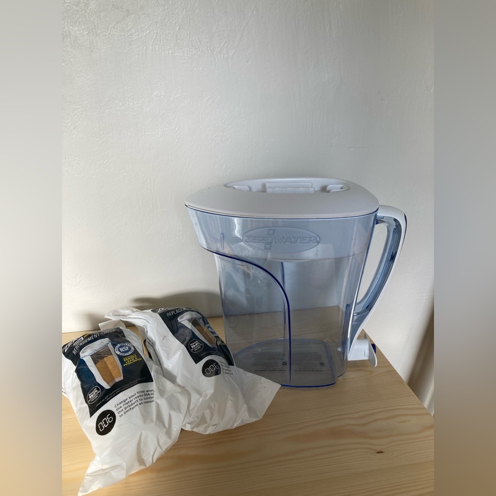 ZeroWater Ready Pour Water Filter Pitcher Dispenser & 2 5-Stage Water Filters
